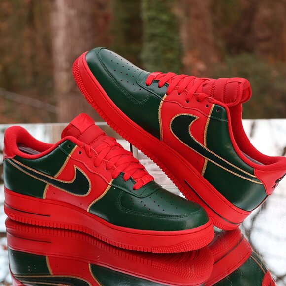 Nike Air Force 1 Red Green Gold Custom - Picture 8 of 15